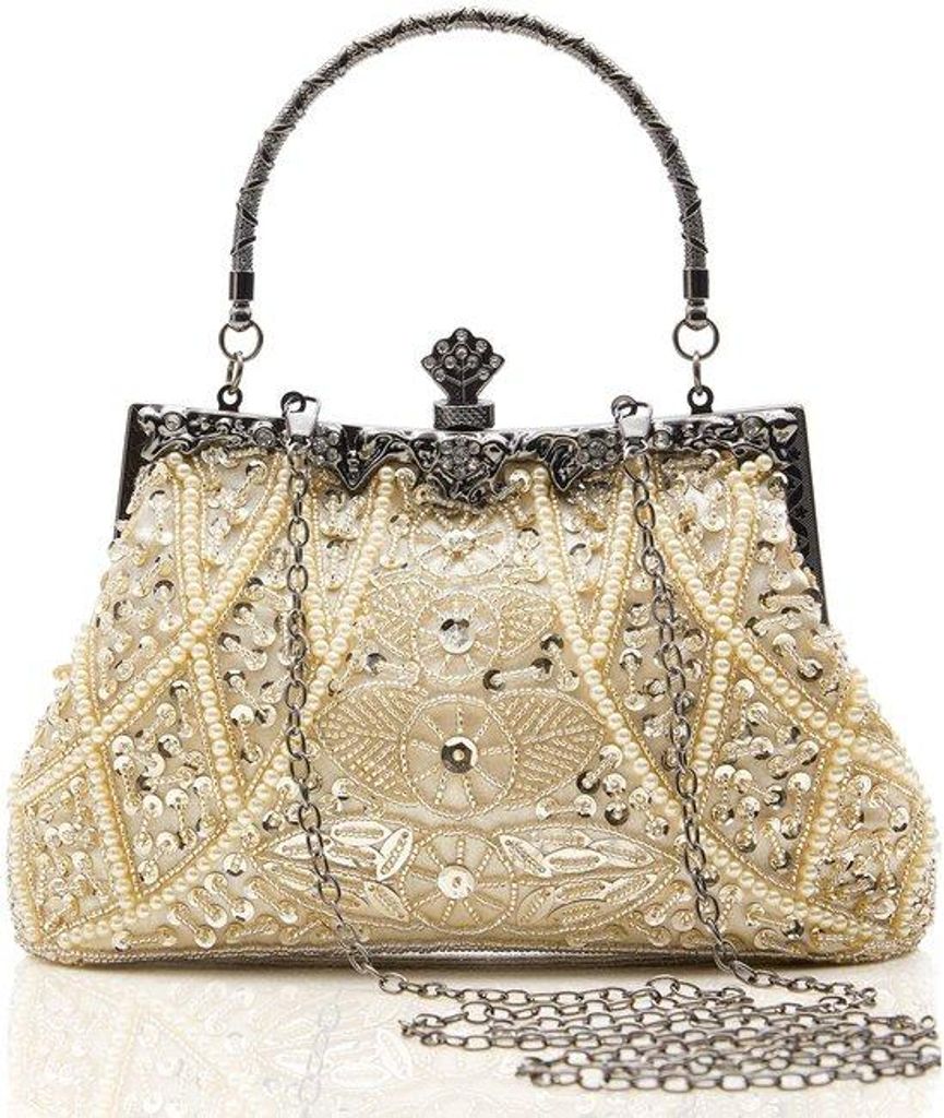 Beige Gala-Handtas mit Strass, Elegante Abendtaschen, 4er Set