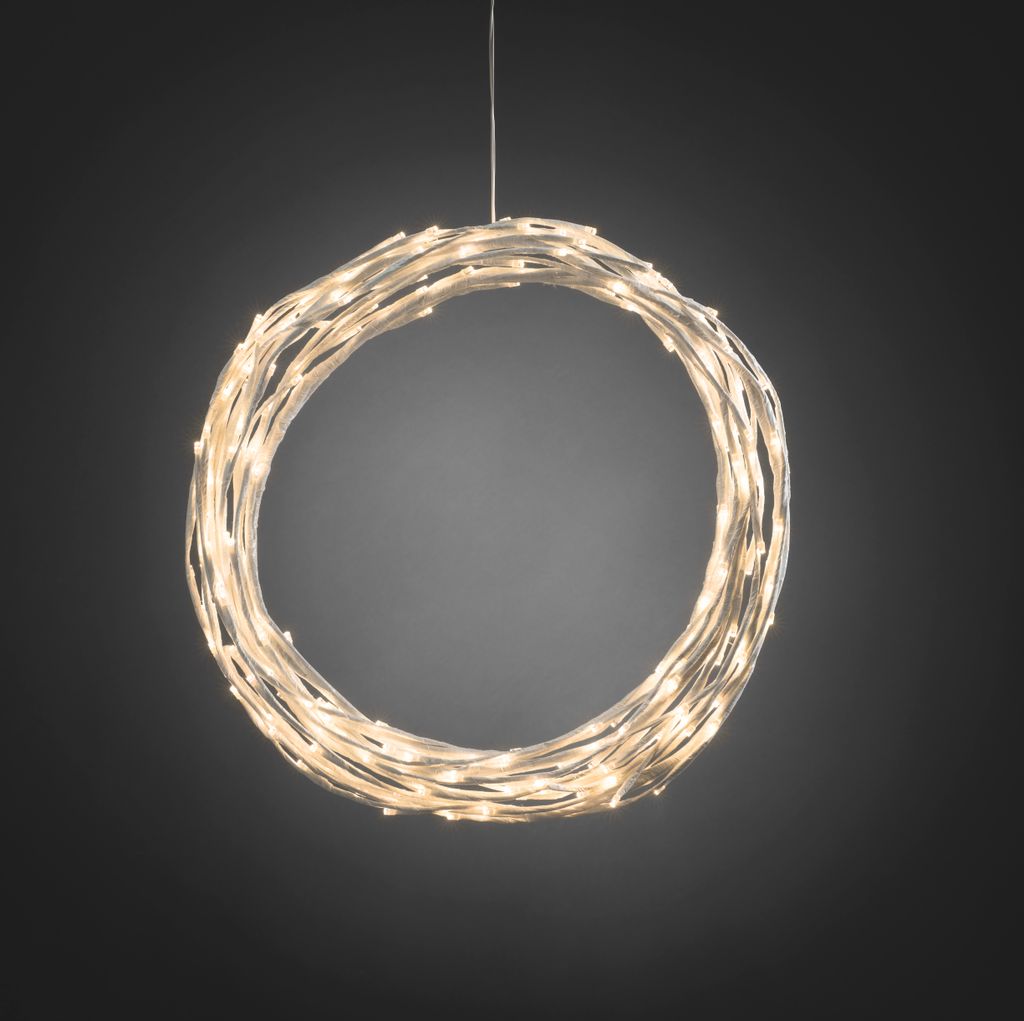 Konstsmide - LED Dekoration, variabel als Lichterkranz / Lichtergirlande, weiß, 240 warm weiße Dioden, 24V Außentrafo, weißes Kabel ; 3365-100