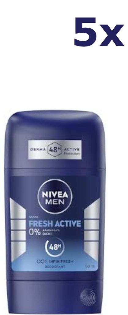 5x Nivea Deostick 50ml Fresh Active voor mannen