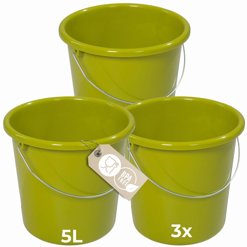 Novaliv 3 Stück Eimer 5L Grün mit Maßeinteilung - Putzeimer Produktbild 