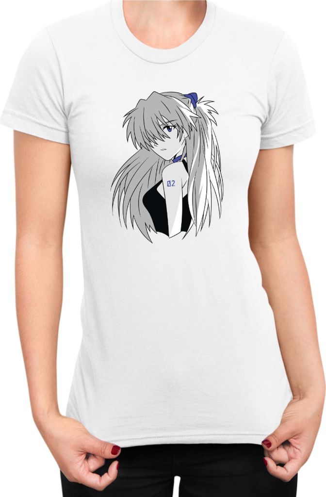 Damen T-Shirt Japan Anime Manga Neon Anime Genesis Manga Evangelion Asuka Langley Soryu 04 Asuka Legendary Pilot, Lady L / Weiß