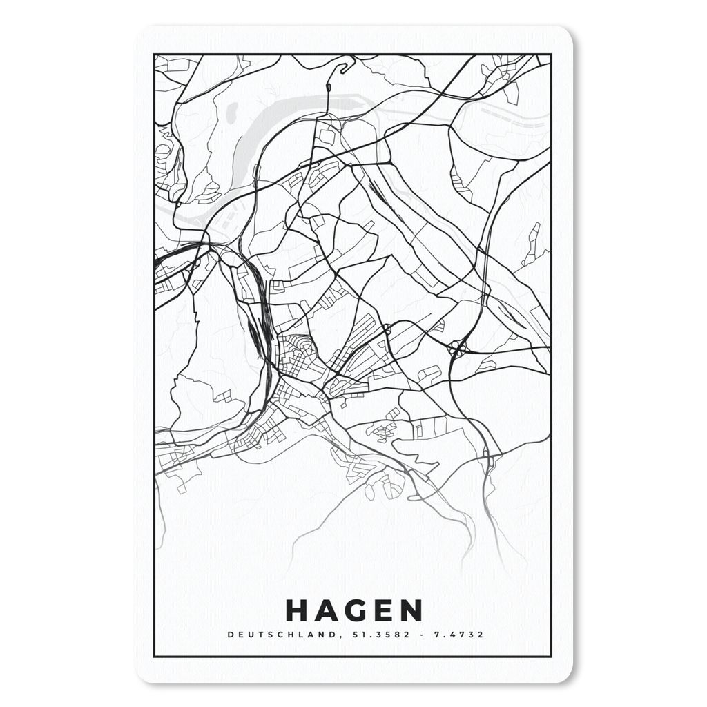 MuchoWow Mauspad Mousepad Karte - Hagen - Karte - Stadtplan 18x27 cm - Mousepads - Maus Mat - Pad - Mausunterlage