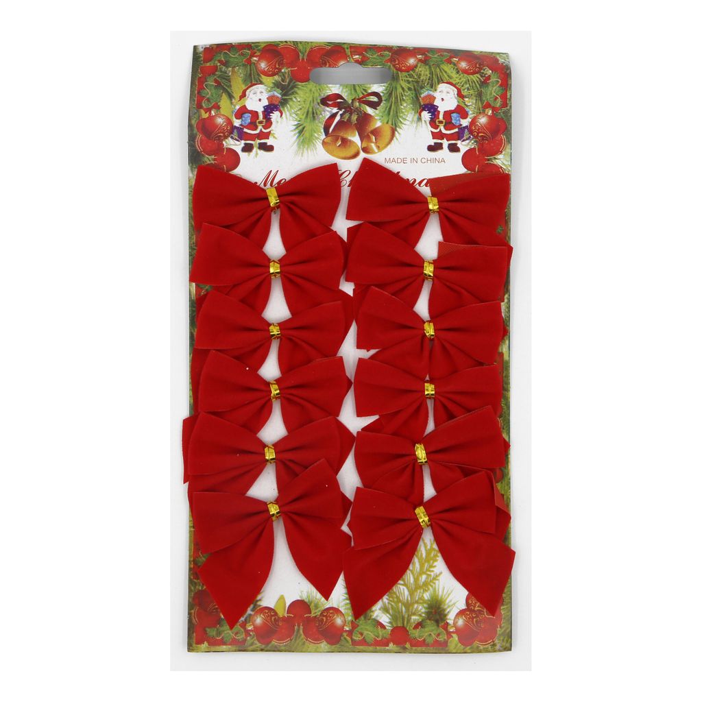 12 Stück Rote Samtschleifen Für Weihnachtsbaum - Vintage Deko Für Kamin & Geschenke
