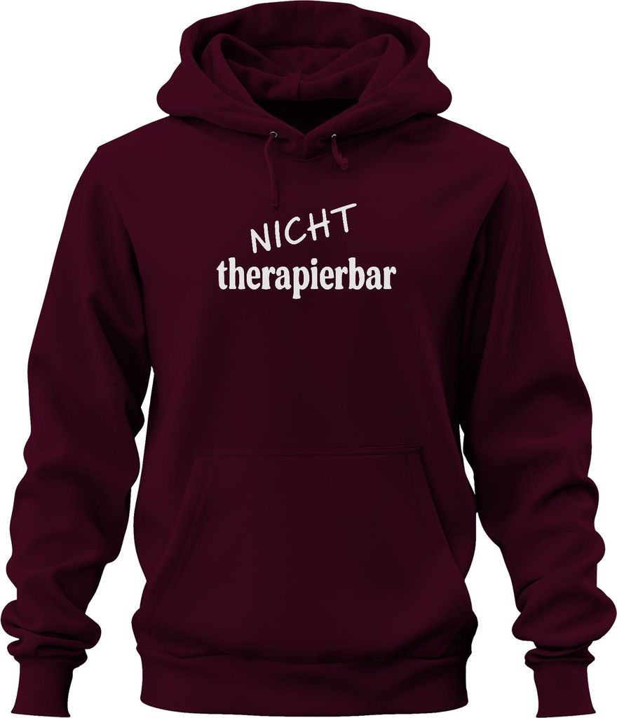 Nicht therapierbar lustiger Spruch sarkastisch Humor Geschenk Uni Hoodie Kapuzenpullover, Burgundy, 3XL