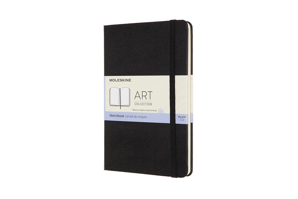 Skizzenbuch Medium 11,5x18cm 165g/qm 44 Batt Hardcover schwarz.