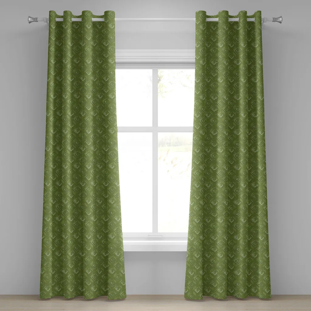 ABAKUHAUS Rideau à œillets vert olive 280x175 cm motif losanges