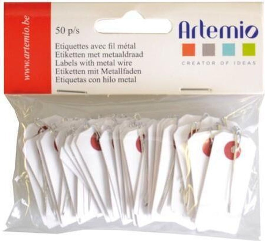 Weiße Mini-Etiketten mit Metallfaden - 2 x 4 cm