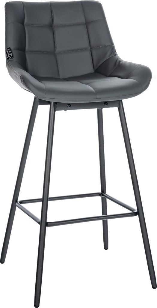 Barhocker VISEN - Kunstleder Grau 49x56x105 cm | Barstuhl Mit Lehne Drehbar Tresenhocker Tresenstuhl Kneipenhocker Kneipenstuhl