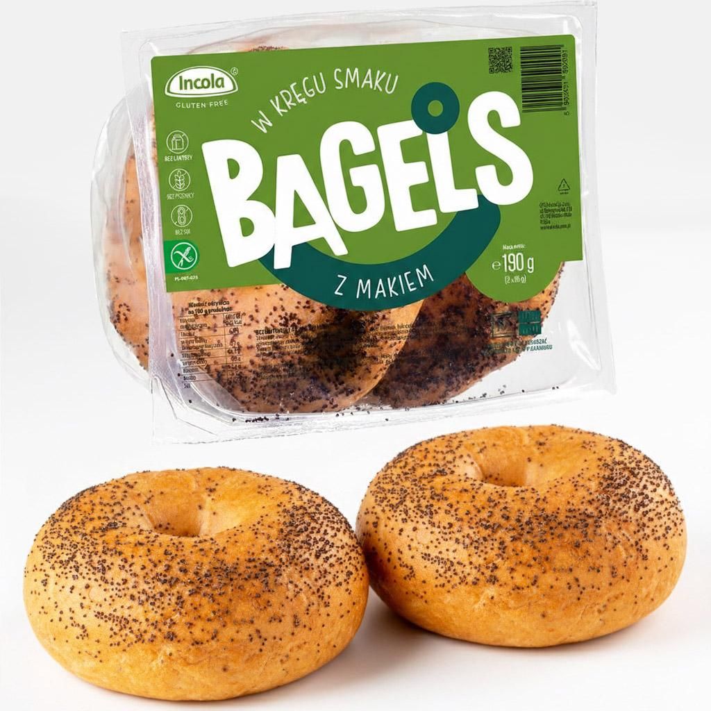 GLUTENFREIE BAGELS MIT MOHN (2 x 95 g) 190 g - INCOLA Produktbild 