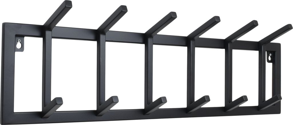 LOFT42 Garderobenständer Jaimy Single – Schwarz – Metall – 6 Doppelhaken – 80 x 24 x 12 cm
