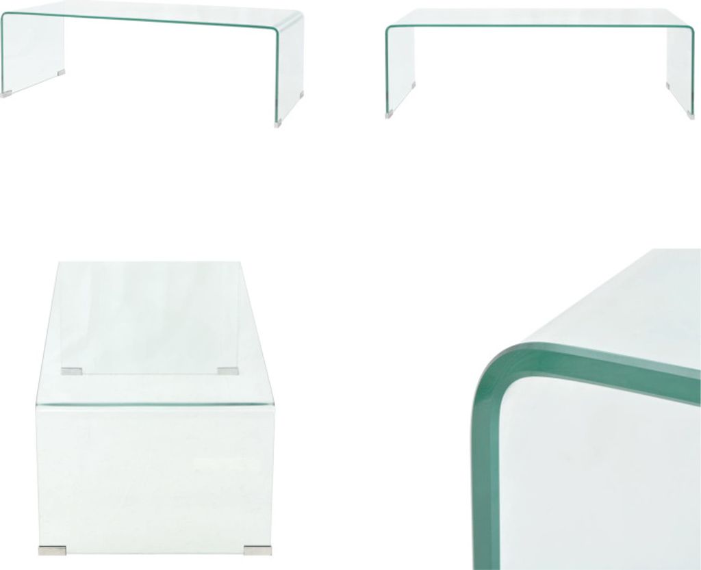 vidaXL Couchtisch aus gehärtetem Glas 98x45x30 cm Transparent - Couchtisch - Couchtische - Beistelltisch - Beistelltische