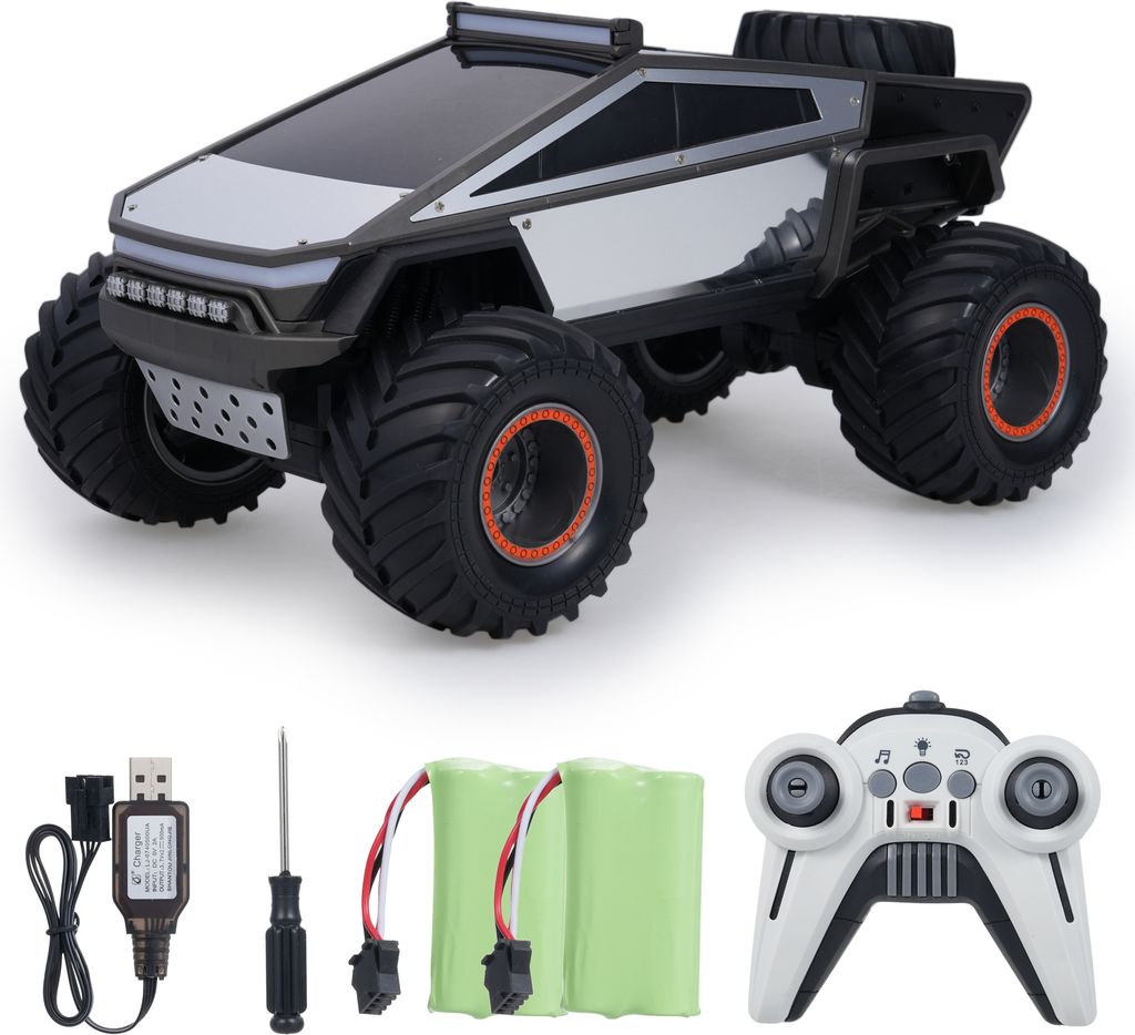 Ferngesteuertes Auto, Massstab 1:12, 2,4 GHz, All-Terrain-Offroad-Crawler-Fahrzeugspielzeug mit Lichtern, Musik, 2 Batterien, Geschenk fuer Jungen ...