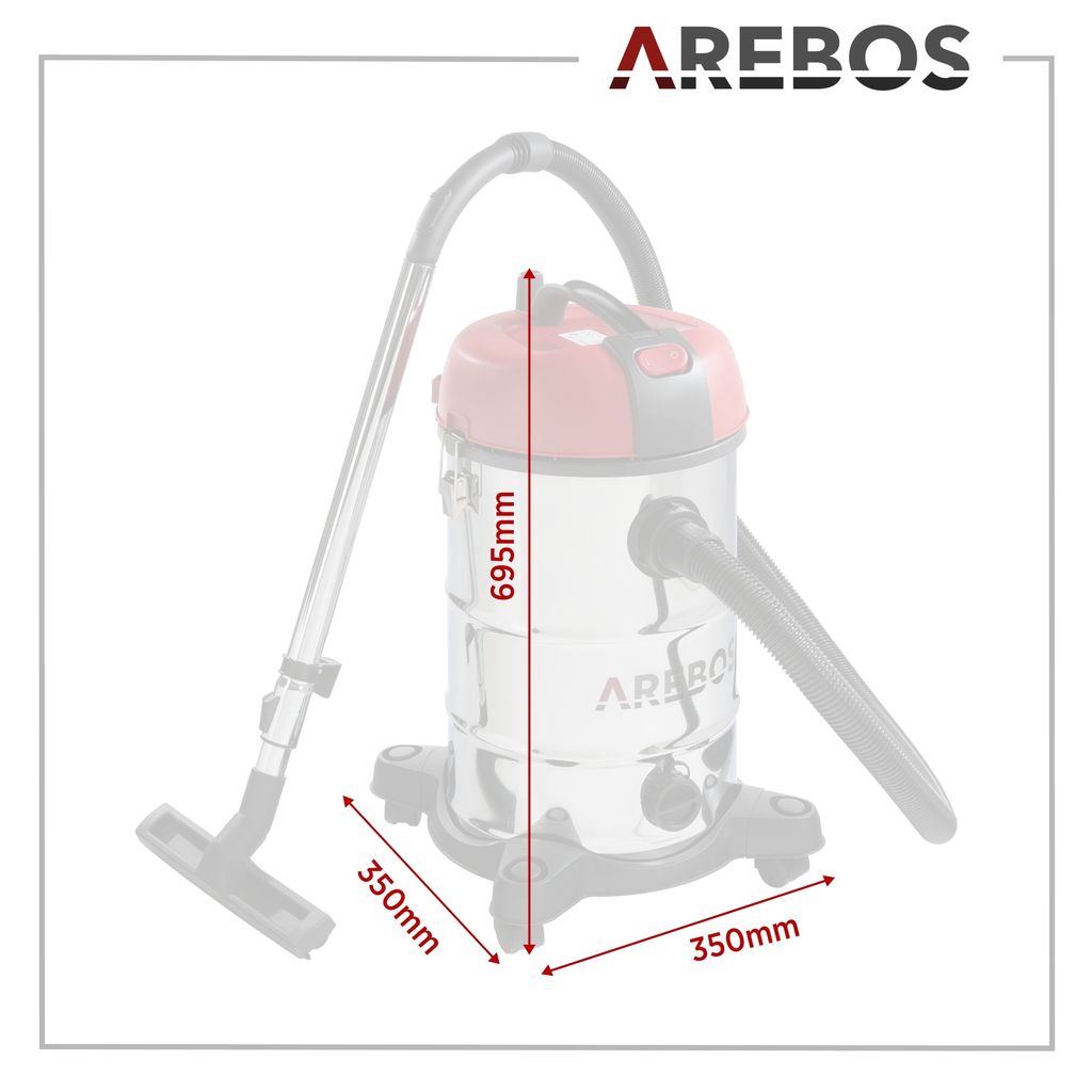 AREBOS Priemyselný vysávač 1800 W, vysávač na mokré a suché Obrázok produktu 10