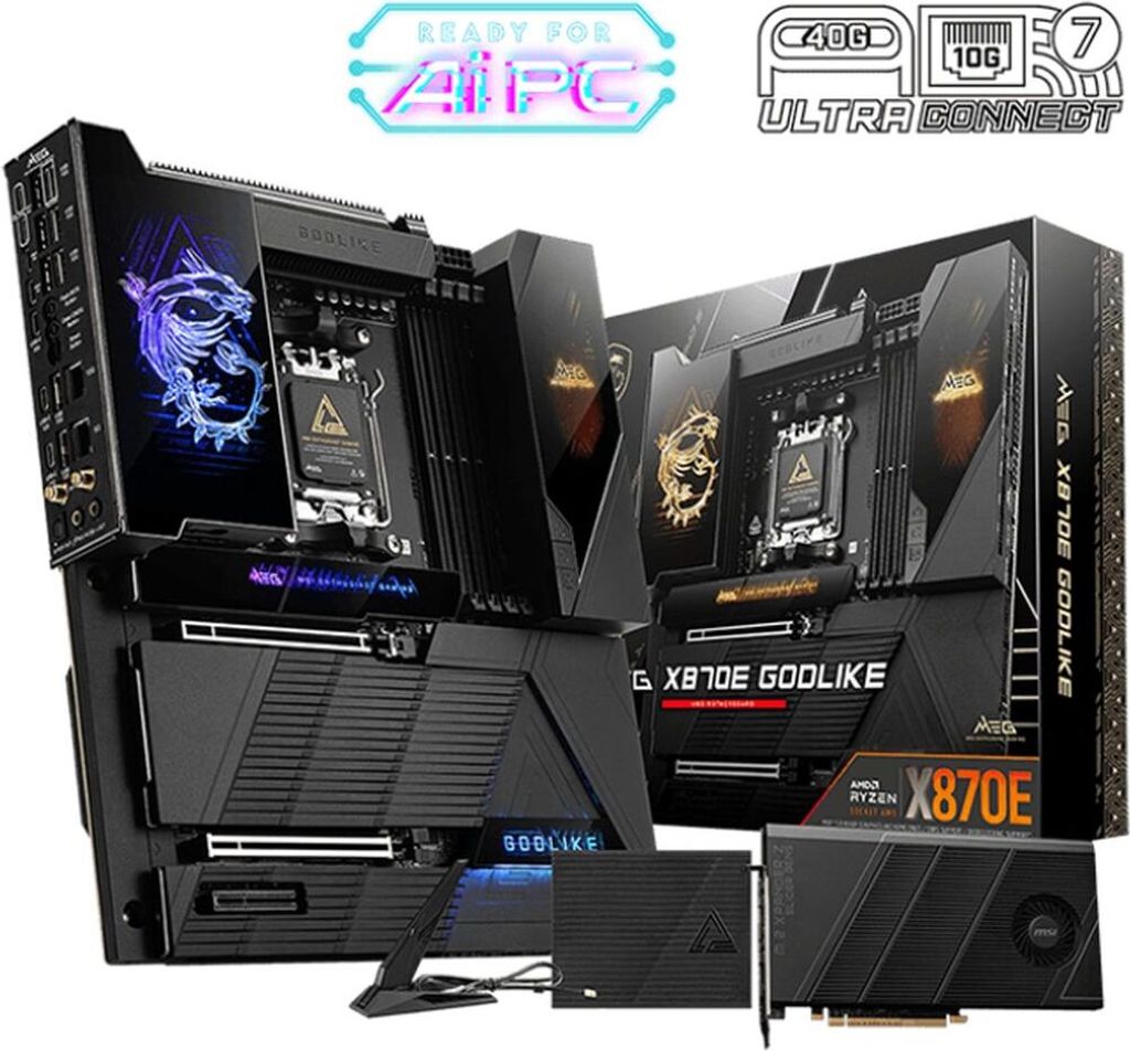 MSI MEG X870E GODLIKE - Motherboard - E-ATX - Socket AM5 - AMD X870E Chipsatz - USB-C 3.2 Gen 2x2, USB 3.2 Gen 2, USB 3.2 Gen 1, USB4 - Bluetooth, ...