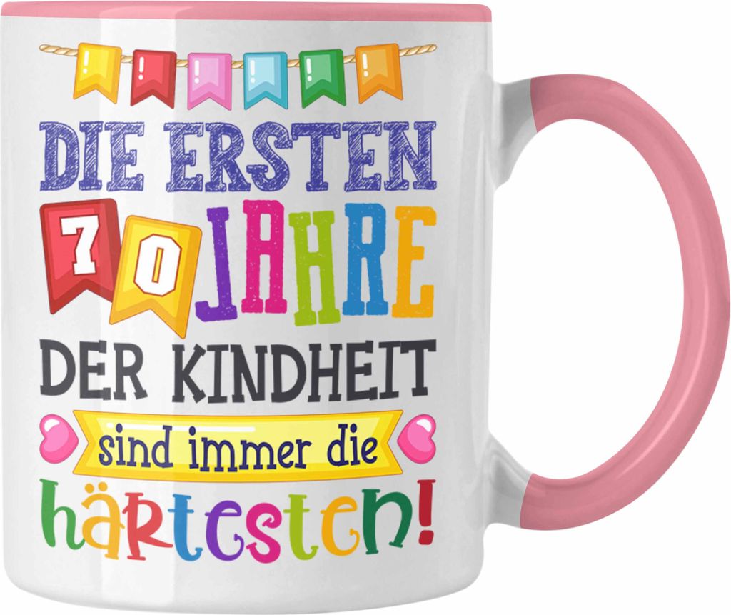 Trendation - 70. Geburtstag Tasse Geschenk Lustig Spruch Oma Opa Geschenkidee 70er (Rosa)