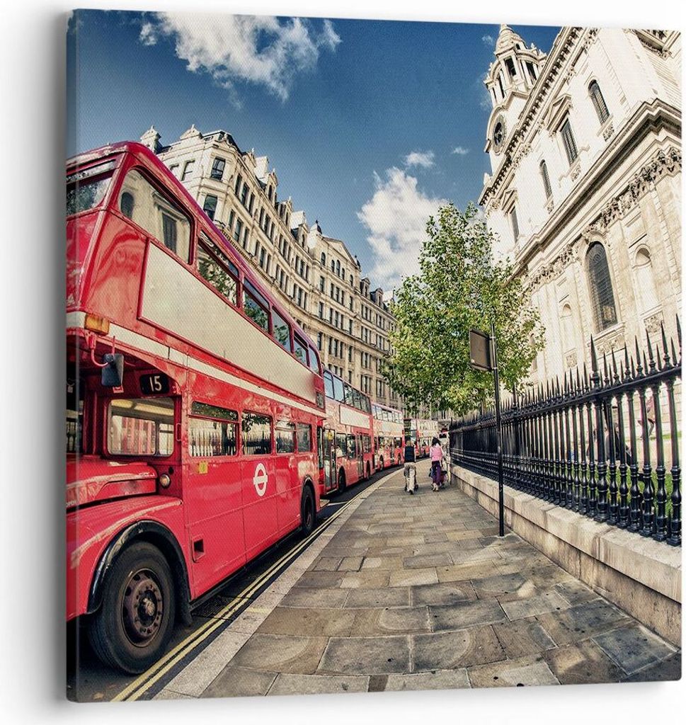 Bild auf Leinwand - Leinwandbild - Architektur London Stadt - 40x40cm - Wand Bild - Wanddeko - Leinwanddruck - Bilder - Kunstdruck - Wanddekoration...