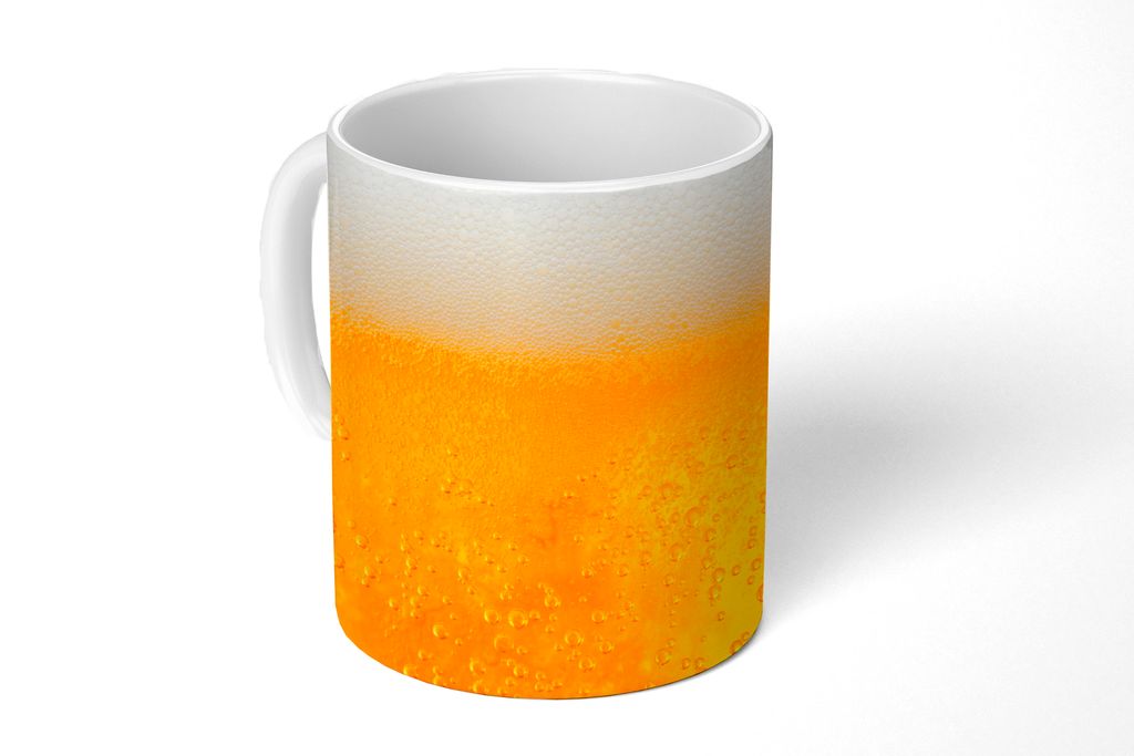 KitchenYeah Tasse Kaffeetasse Kaffeebecher 350 ml Nahaufnahme eines goldenen Bieres Teetasse - Fototasse - Becher - Keramikbecher - Teebecher - K...