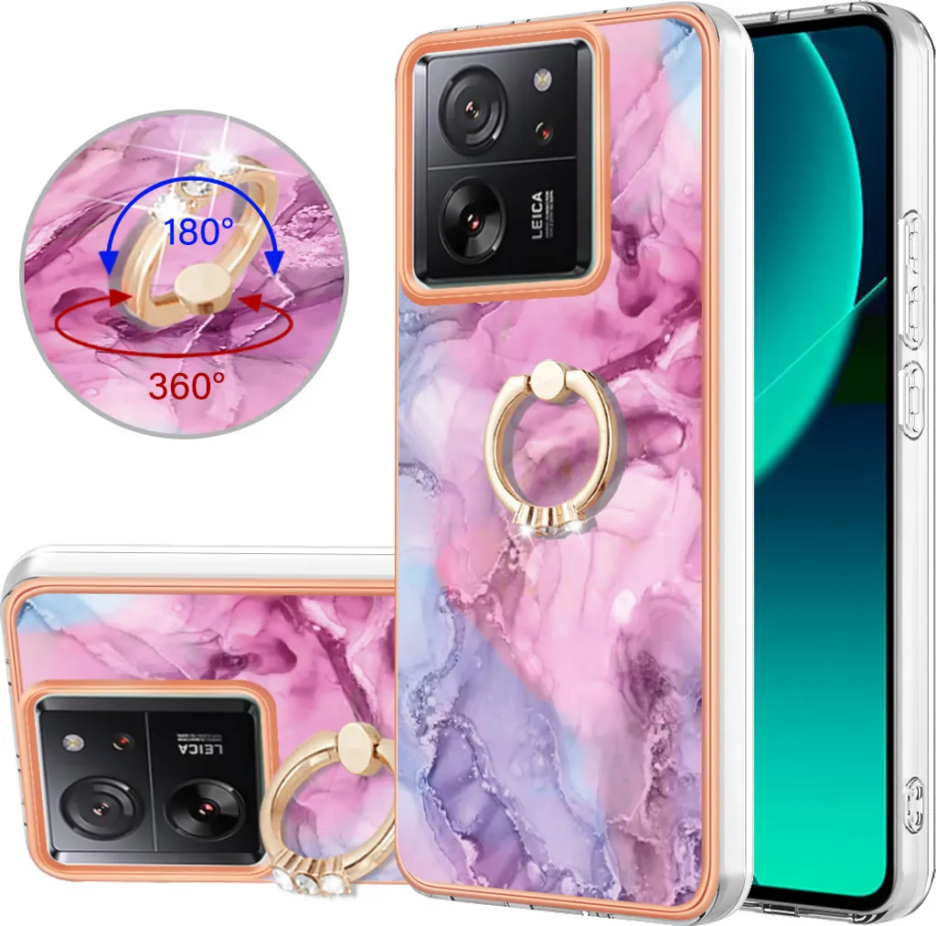 Cover Protettiva Xiaomi 13T Pro Rosa in TPU con Ring Holder