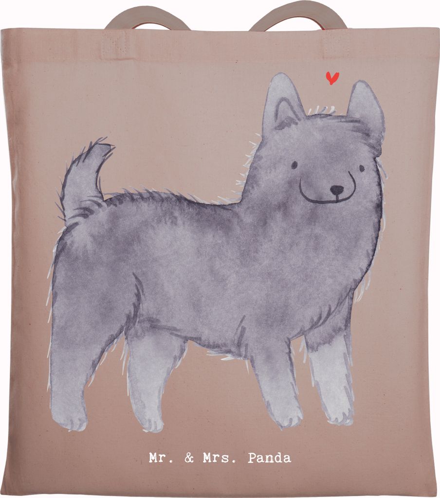 Mr. & Mrs. Panda Tote Bag Schipperke Moment - Braun Pastell - Geschenk, Tasche, Unitasche, Büchertasche, Shopping, Belgische Hunderasse, Schultasche