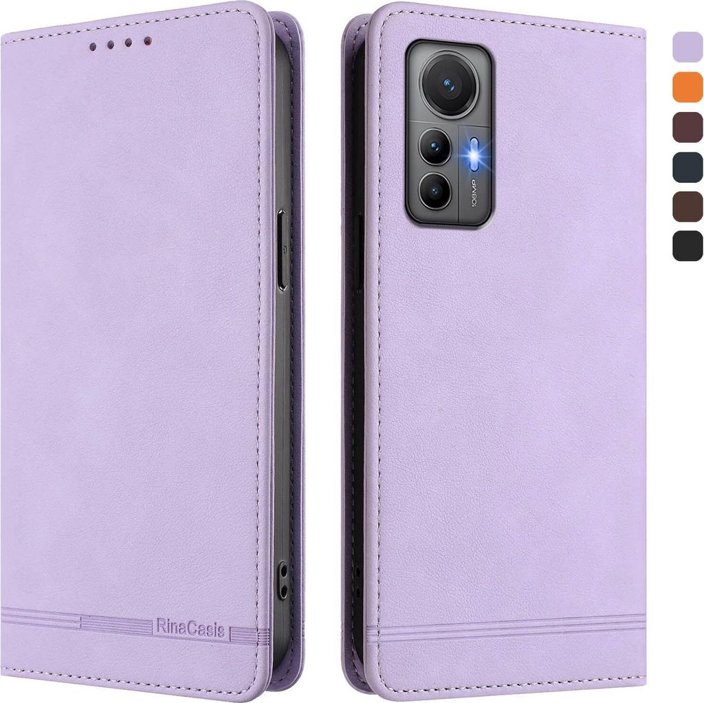 Hülle für Xiaomi 12 Lite, Retro Kunstleder Ständer Klapphülle mit Kartenfächer und Magnetische Violett