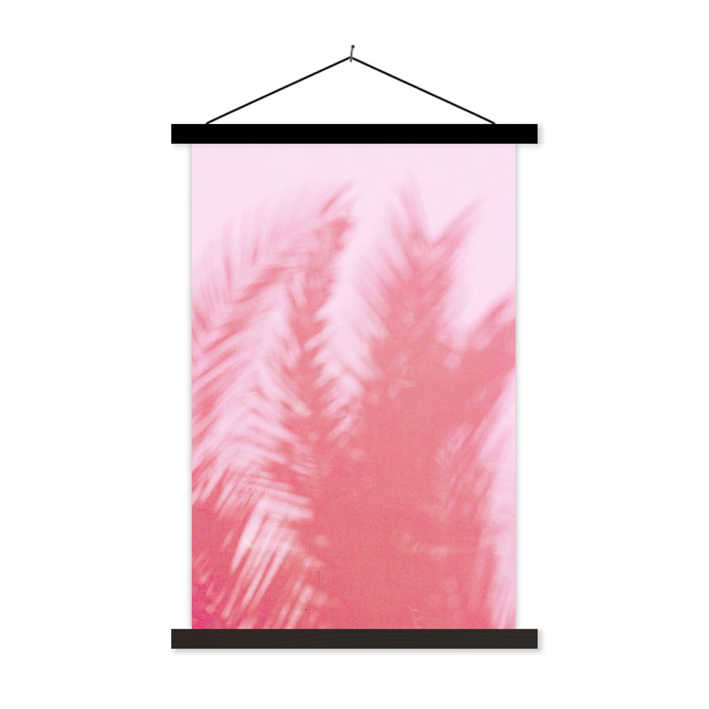 MuchoWow Textilposter Pflanzen - Blätter - Rosa 40x60 cm mit schwarzem Rahmen - Wanddekorationen