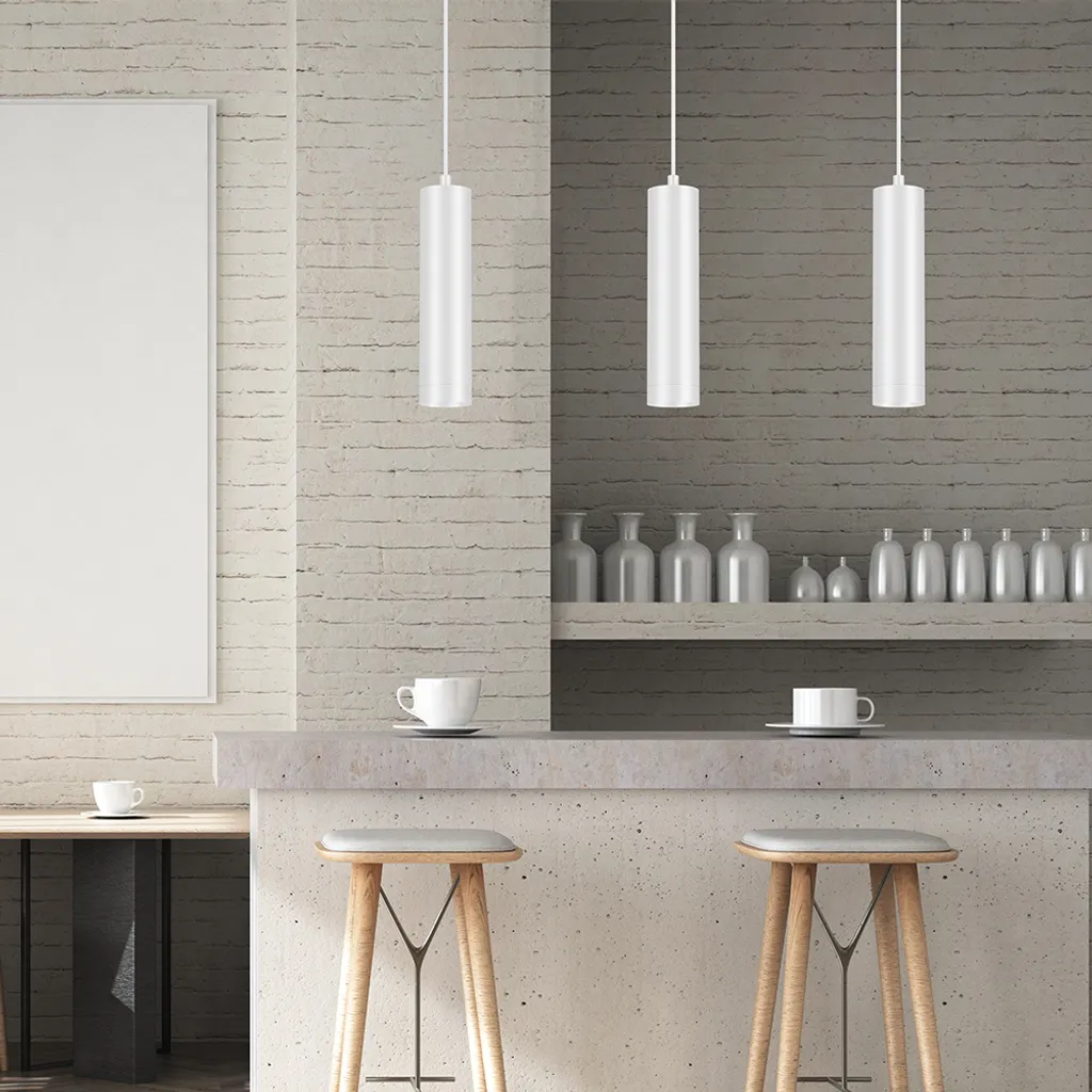 Luce Sospensione Alluminio Bianco GU10 Braytron Ø60x250mm