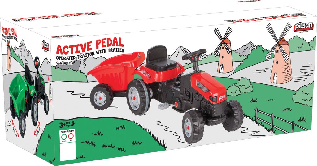 Traktor šlapací s valníkem červený Obrázek produktu 7
