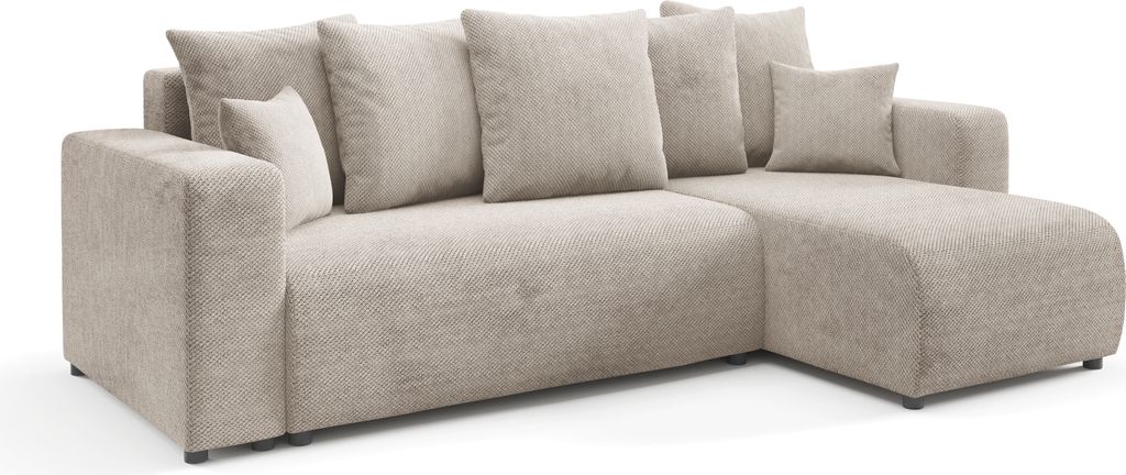 KEF Ecksofa Laura – L-Form – 247x88x145 cm – Mit Schlaffunktion – Liegefläche 135x200 cm – Universell Rechtsseitig oder Linksseitig - On...