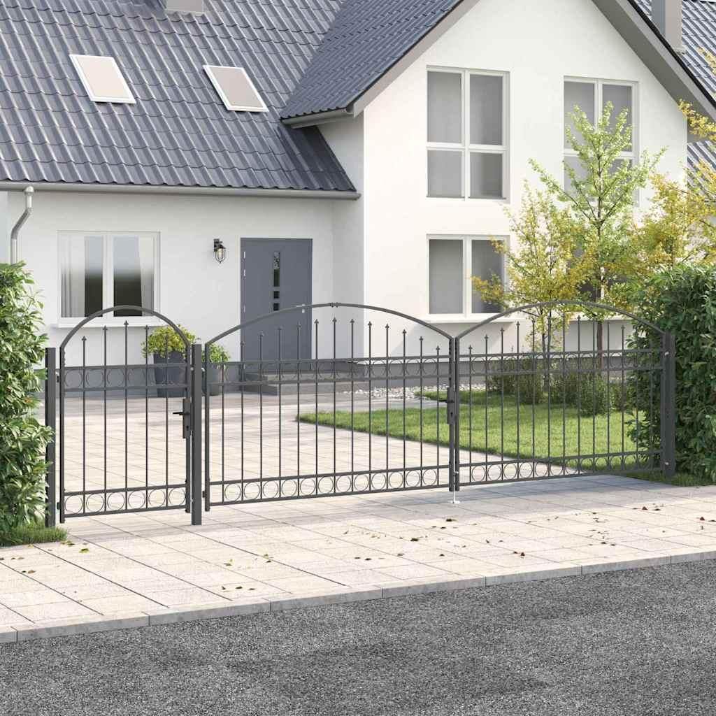 Maison Exclusive - Gartentor mit gewölbtem Oberteil Assen Grau 500 x 100 cm Stahl