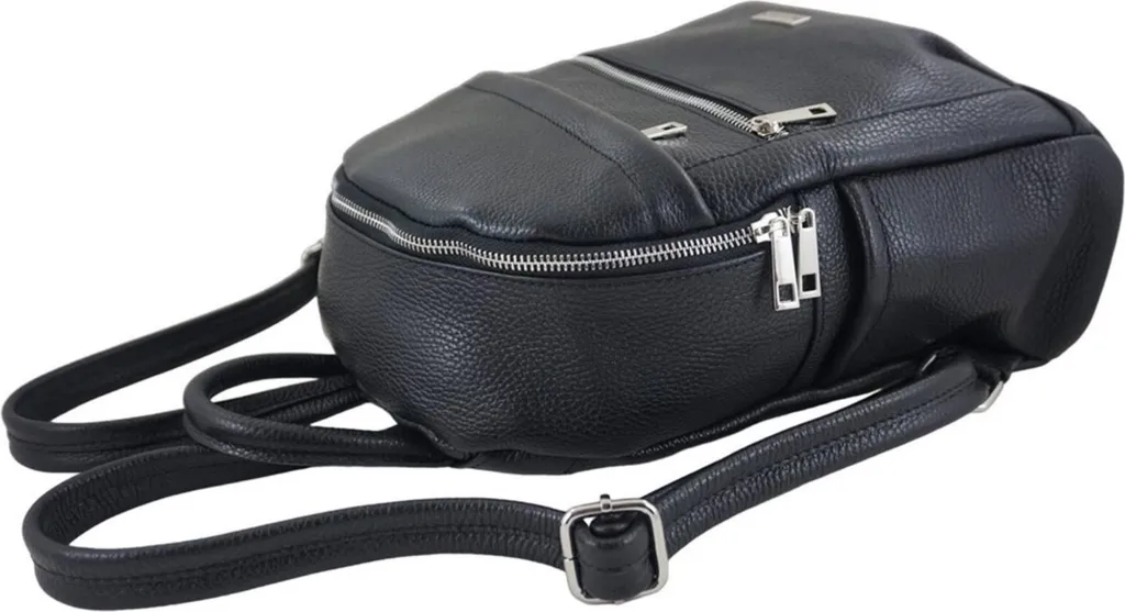 Sac à dos en cuir souple Barberini's avec compartiments zippés - 6