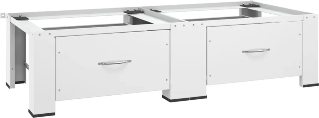 Support Machine à Laver Double Blanc Acier - Hauteur Ergonomique - 9