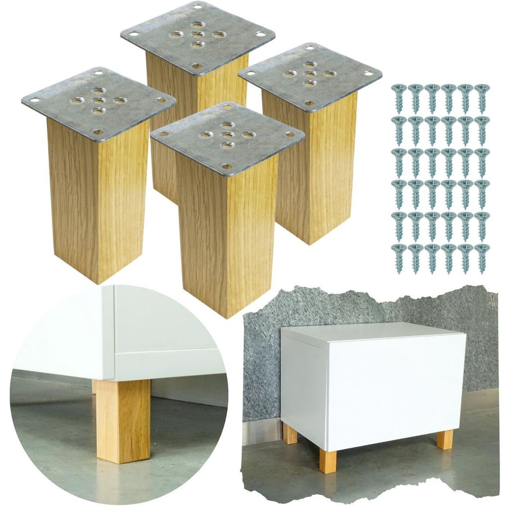 Gerades Buchenbein 12 cm mit Montageplatte Eiche klar Produktbild 