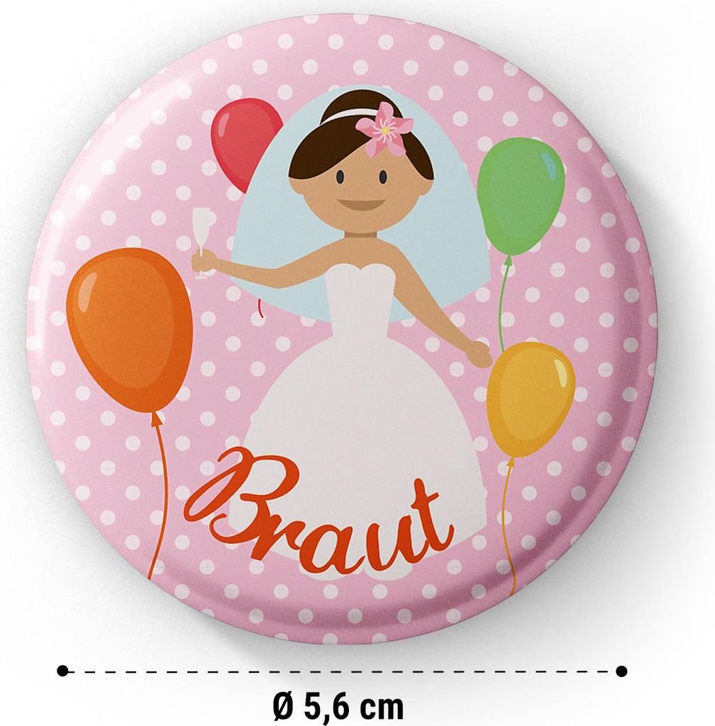 Buttons Balloons JGA 12 Buttons 5,6 cm extra groß JGA-Geschenk