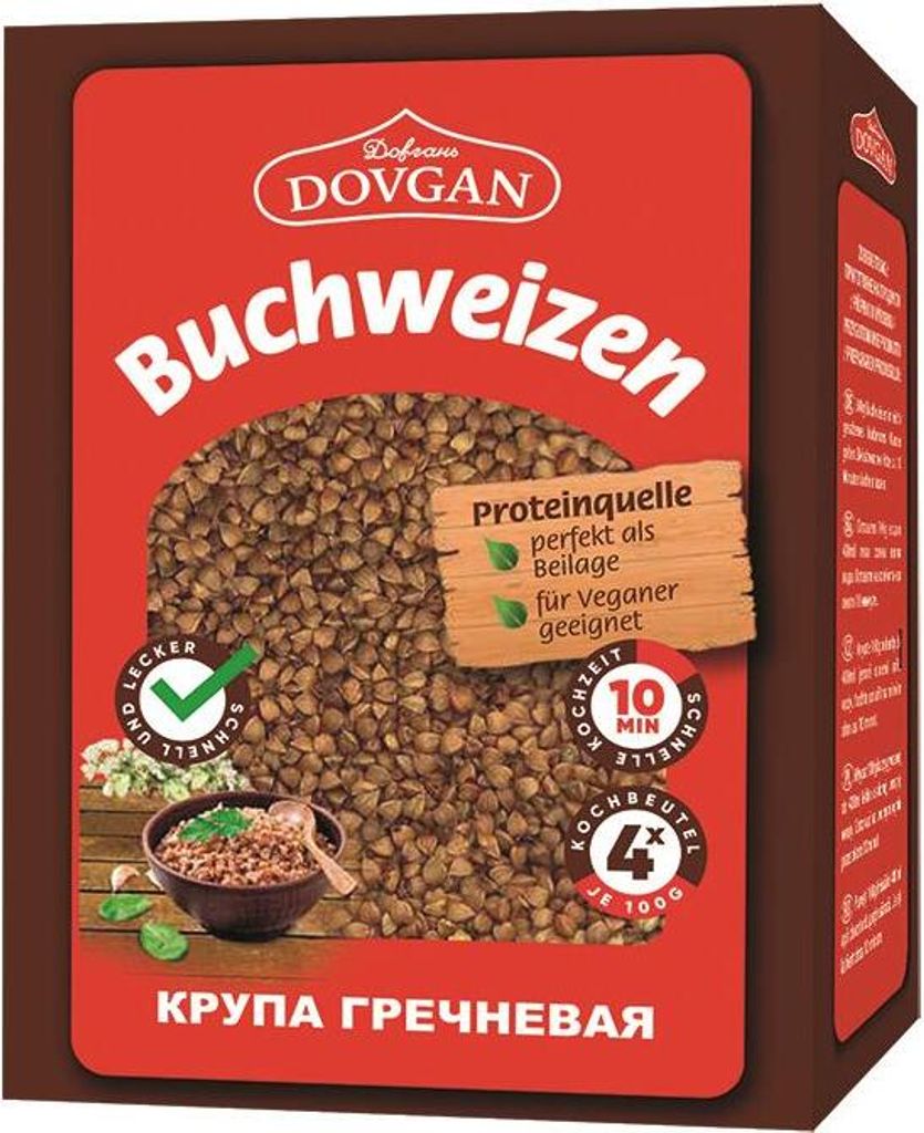 DOVGAN Buchweizen in Kochbeutel portioniert 4x100g Produktbild 