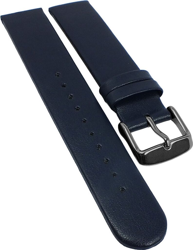 Minott Vegan Uhrenarmband Apfelfaser blau flach gleichlaufend , Stegbreite:16mm, Schließe:Schwarz