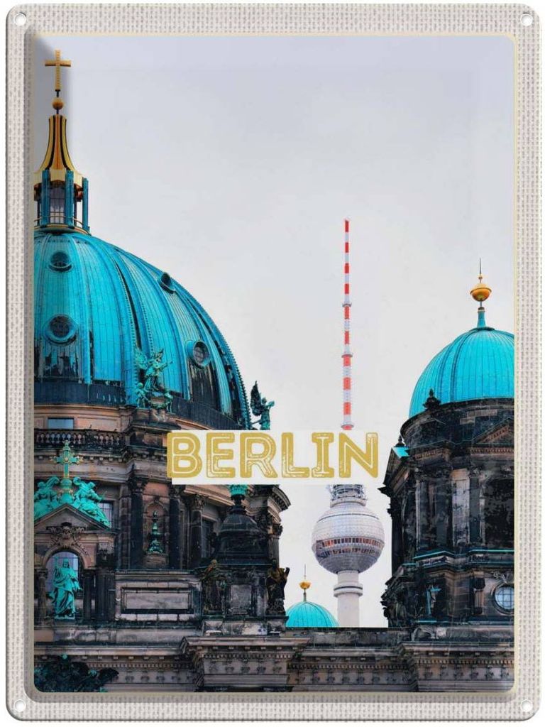 vianmo Blechschild 40x30 cm Berlin Deutschland Fernseht Bildmotiv Reisemotiv Abenteuer Reisen Urlaub