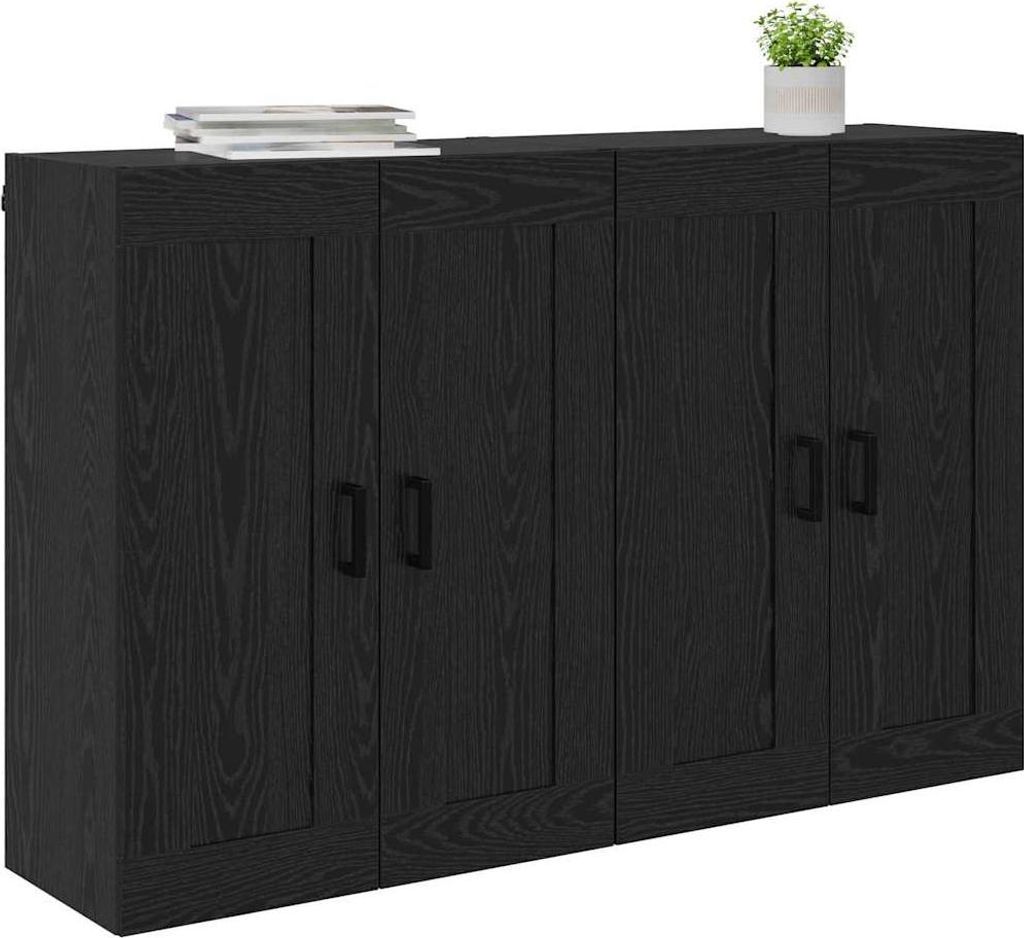 Stabli Wandmontierter Schrank Wandmontiert 2 pcs - Montage erforderlich - Schwarz Eichen-Optik - DE375366 - Kommoden