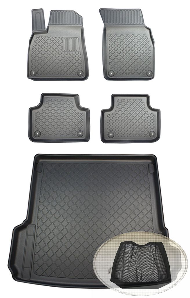 SET Kofferraumwanne Gummifußmatten für Audi Q7 2 4M Steilheck Geländewagen SUV 2015- 7Sitze (1. + 2. Sitzreihe) 5Sitze / 7Sitze (3. Reihe unten)...