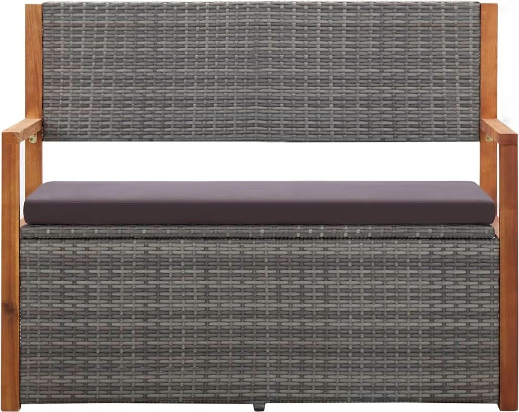vidaXL Banc avec espace de rangement 115 cm Poly rotin bois Image du produit 