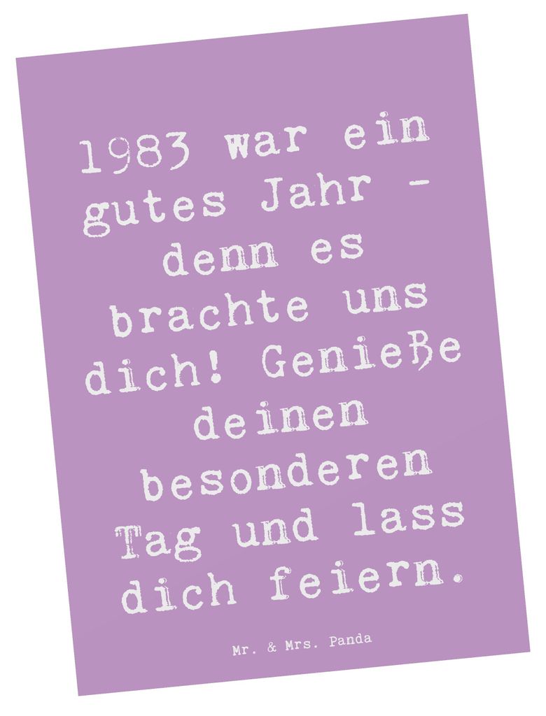 Mr. & Mrs. Panda Postkarte Spruch 1983 Geburtstag - Lavendeltraum - Geschenk, gutes Jahr, Alter, Geburtstagsjahr, Ansichtskarte, Postkarten, Geburt...