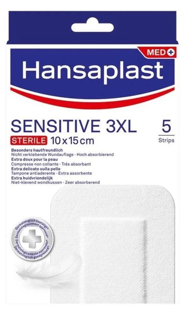 Hansaplast Pleisters sensitive 3XL (5 stuks) Productafbeelding 