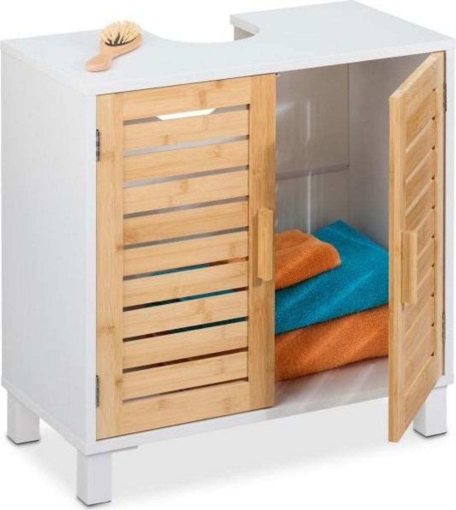 Waschbeckenschrank mit Bambustüren