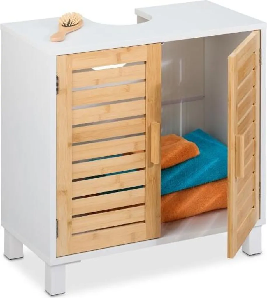 Elegante Mobile Lavabo in Pregiato Bambù - Arredo Bagno Stile Spa