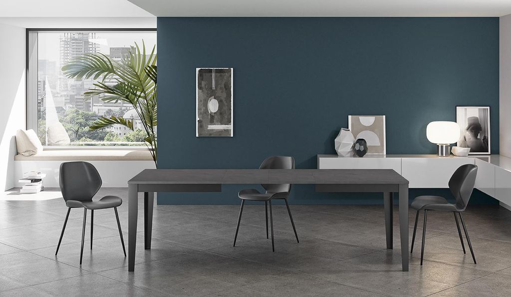 Groß - Ausziehbarer Tisch (156/316 x 90 cm) aus schwarzem Melamin