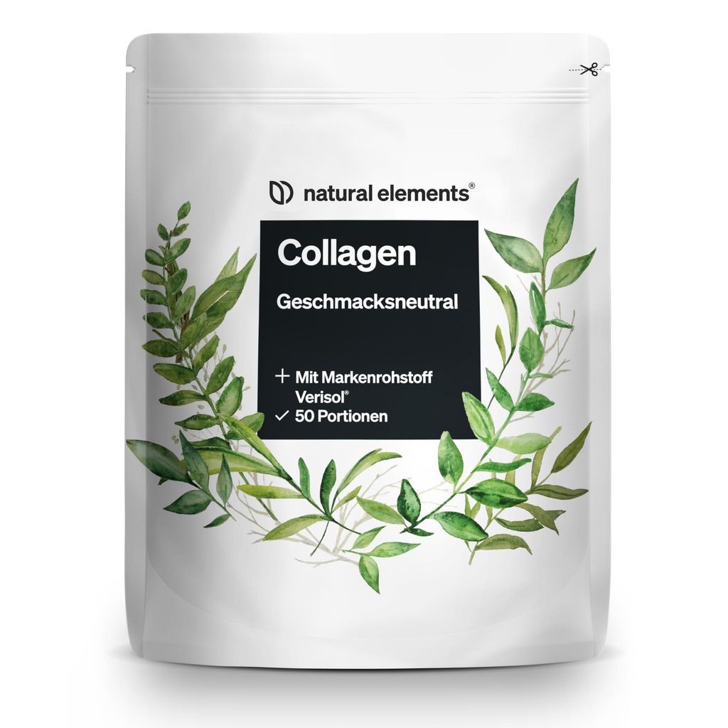 natural elements Collagen Pulver – Kollagen Hydrolysat Peptide – Kollagen Typ 1 und 3 – Neutral