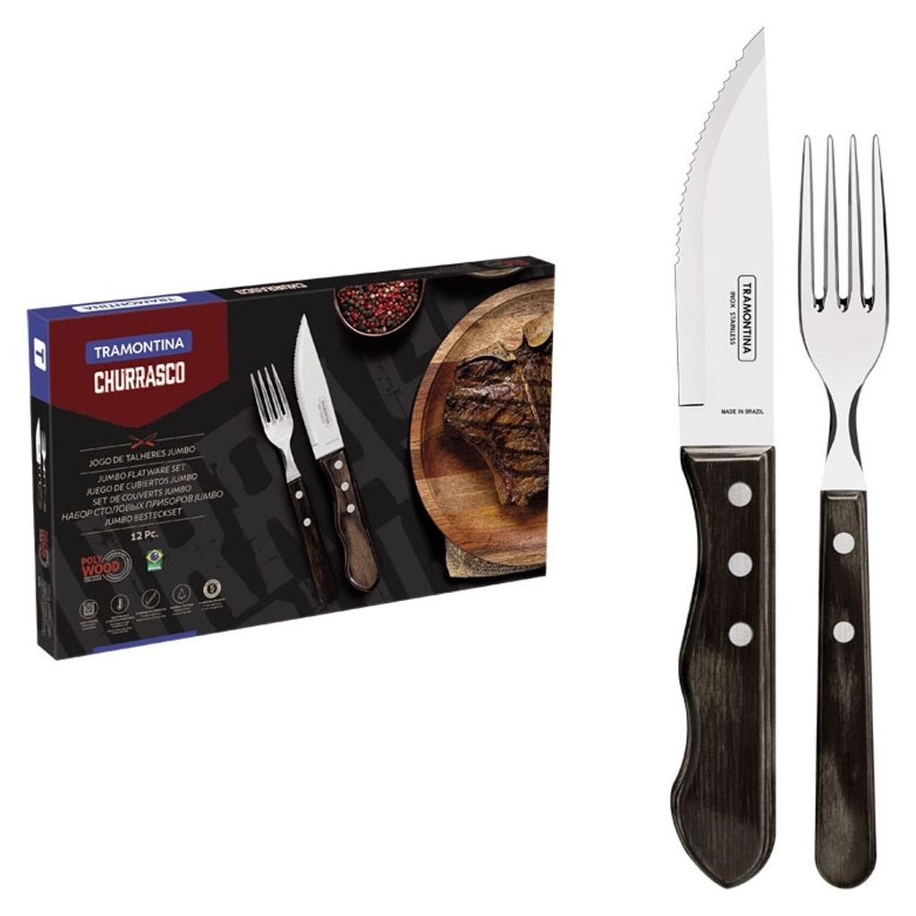 Tramontina Pakkaholz Fleisch-/Grillbesteckset, 12-Teilig, Produktbild 