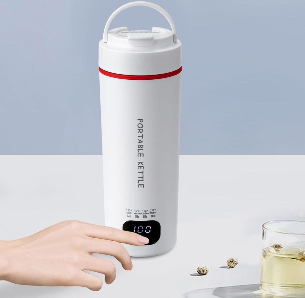 450ml Wasserkocher Klein, Elektrischer Reise-Wasserkocher, 304 Edelstahl-Teekessel, Weiß