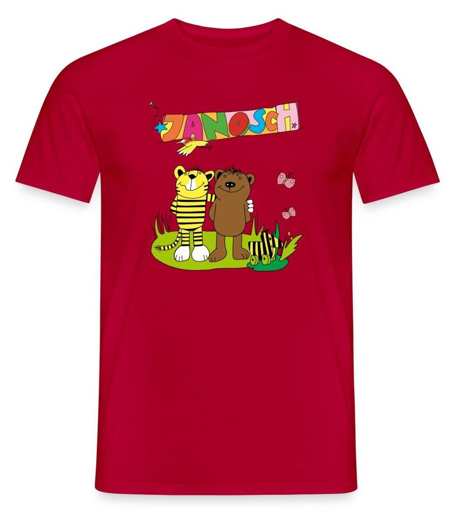 Spreadshirt Janosch Tiger und Bär Freundschaft Männer T-Shirt, 3XL, Rot