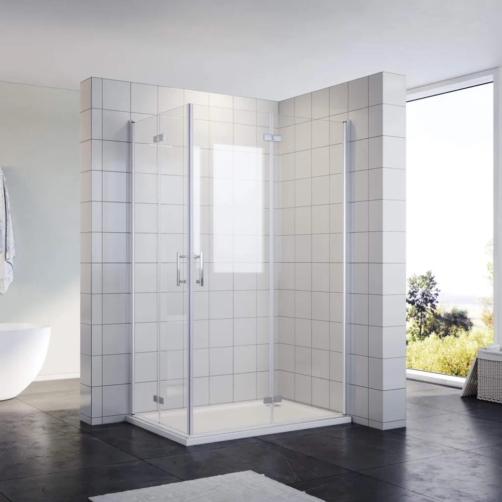 Cabine de douche 100x90 cm accès d'angle avec verre nano hauteur 195cm