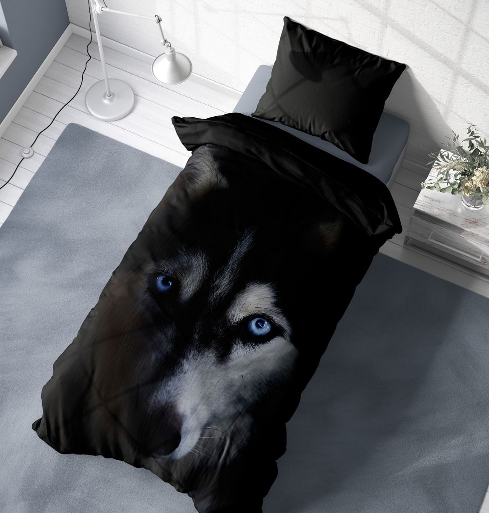 Wolf Bettwäsche 135x200 cm Wölfe schwarz dunkel Tiere Produktbild 4